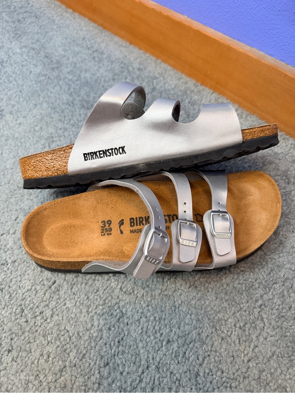 Birkenstock Metallic Silver Florida Sandals